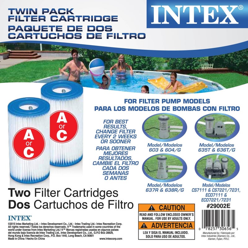 Intex Easy Set Swimming Pool Type A or C Filter Replacement Cartridges (2 Pack) - Image 5